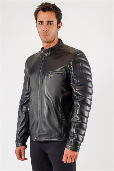 Veste biker en cuir noir