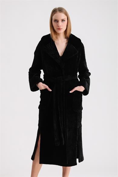 Manteau en astrakan noir réversible