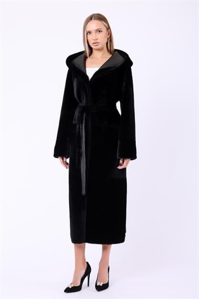 Manteau en fourrure noir réversible