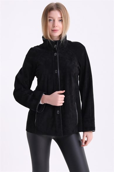 Veste en daim noir réversible