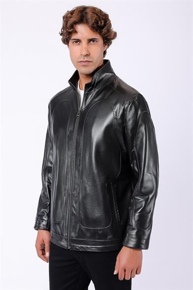Veste en cuir noir Ferfore