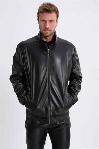 Veste Fit en cuir noir