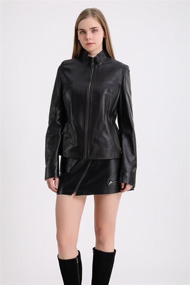 Veste cuir Fit noire
