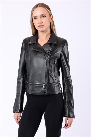 Veste en cuir noir Fonctionnelle