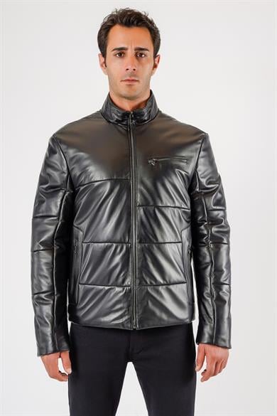 Manteau en cuir noir