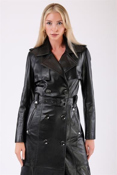 Trench en cuir noir