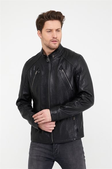 Veste en cuir noir Jumbo