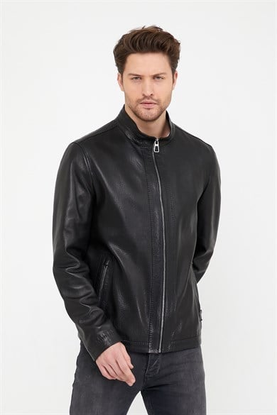 Veste en cuir noir Jumbo classique