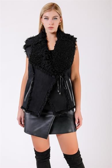 Gilet en fourrure noir