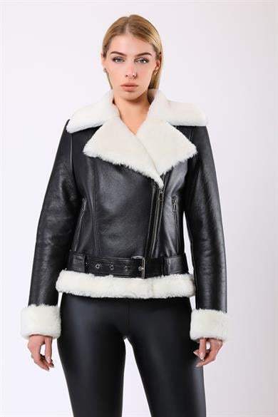 Manteau Kylie en fourrure noir