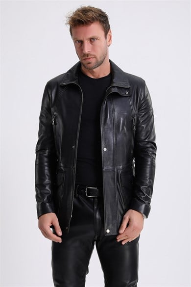 Manteau en cuir Montaigne noir