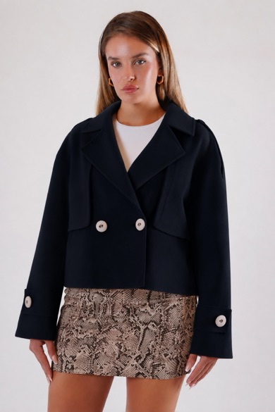 Manteau cachemire noir surdimensionné