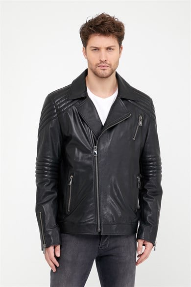 Veste en cuir noir Rider