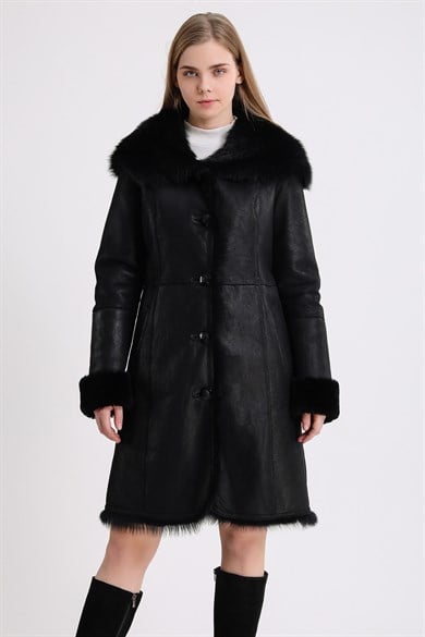 Manteau en fourrure Toscane noire Silky