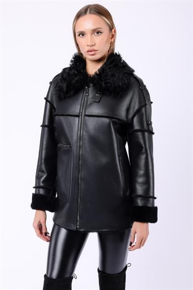 Manteau en fourrure Tigrado noir