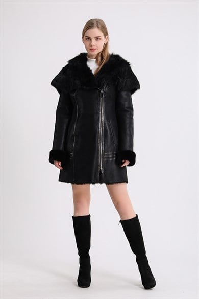 Manteau en fourrure silky Toscane noir