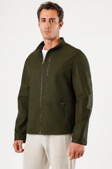Veste en cuir verte réversible