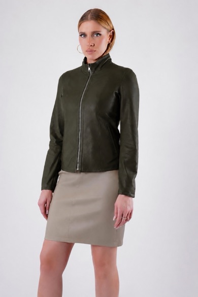 Veste en cuir verte réversible