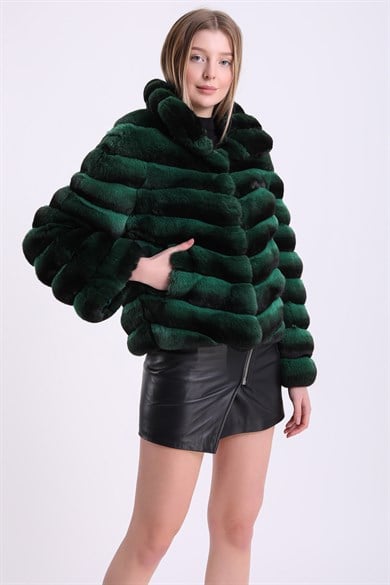 Veste en fourrure de chinchilla verte