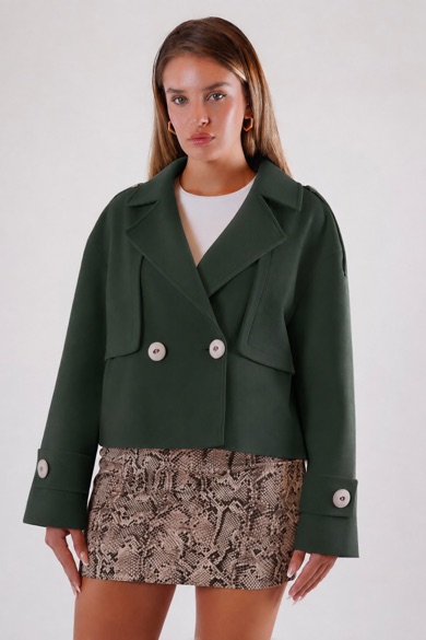 Manteau en cachemire oversized vert véritable